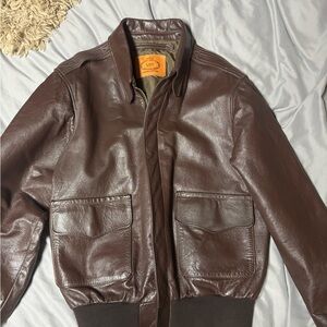 RARE FIND!
American Eagle Leathers Rich Brown Leather Bomber Jacket